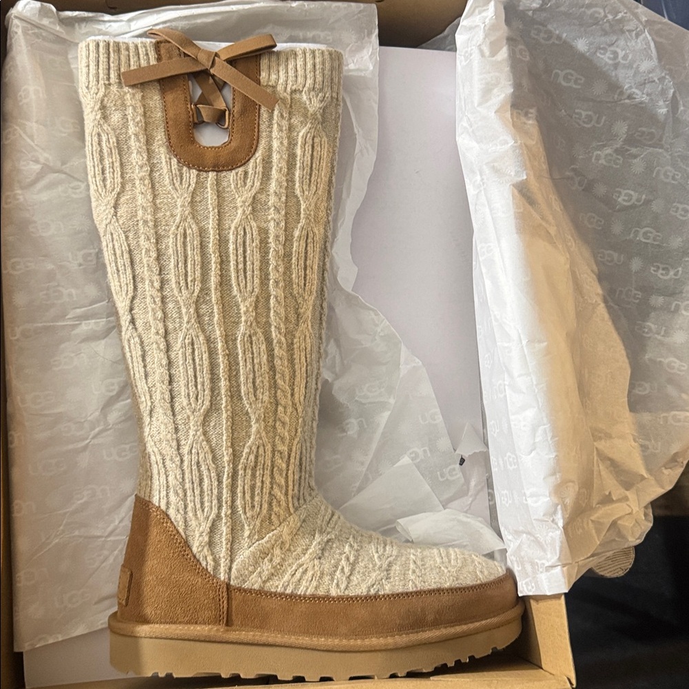 UGG Cream Cable Knit Tall Boots